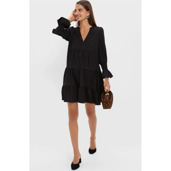 Pomander Place Tuckernuck Black Crepe Kenzo Mini Dress Women's M EUC - Picture 1 of 9